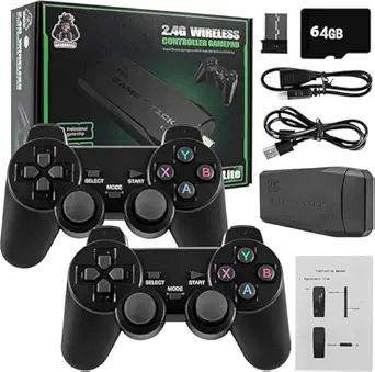 Gadgets World ™ Wireless Console Game Stick - 15000 Classic Games, 8 Bit Mini Retro Controller, HDMI Output, Dual Player, 4K Ultra HD